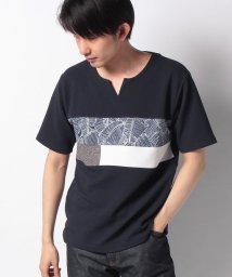 JEANS MATE(ジーンズメイト)/【BLUESTANDARD】ドライワッフル切替Tシャツ/ネイビー