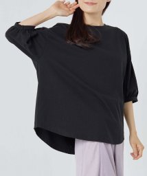 OMNES(オムネス)/撥水加工タックボリューム半袖Tシャツ/ブラック