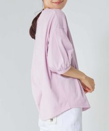 OMNES(オムネス)/撥水加工タックボリューム半袖Tシャツ/ピンク