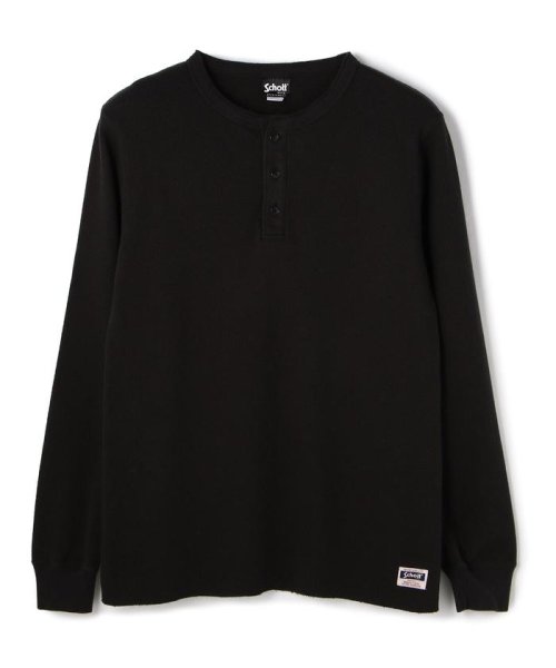 Schott(ショット)/LS HONEYCOMB HENLEYNECK T－SHIRT/ハニカム　ヘンリーネック/ブラック