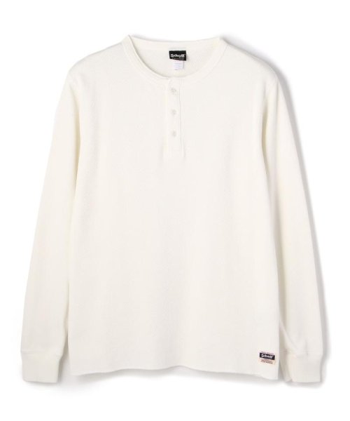 Schott(ショット)/LS HONEYCOMB HENLEYNECK T－SHIRT/ハニカム　ヘンリーネック/ホワイト