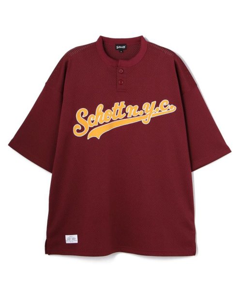 Schott(ショット)/MESH HENRYNECK T－SHIRT/メッシュ ヘンリーネック Tシャツ/バーガンディ5