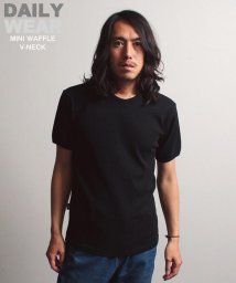 AVIREX(AVIREX)/《DAILY/デイリー》MINI WAFFLE S/S V－NECK T－SHIRT/ミニワッフル 半袖 ブイネック Tシャツ /ブラック