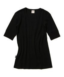 AVIREX(AVIREX)/《DAILY/デイリー》HALF SLEEVE U－NECK T－SHIRT/デイリー 五分袖 Uネック Tシャツ/AVIREX/ブラック