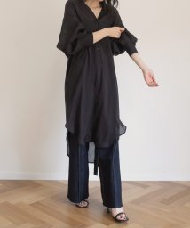 MIELI INVARIANT(ミエリ インヴァリアント)/Sheer Over  Long Shirt/ブラック