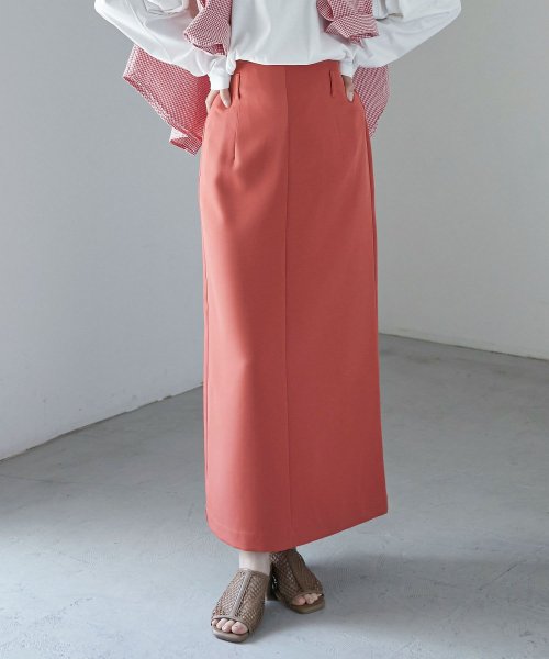 レディース タイトスカート ハイウエスト ウエストゴム 春スカート 春夏ボトムス バックスリット レディース ビビッドカラー オレンジ ブラック カラー コーデ ファッションレター Fashion Letter Magaseek