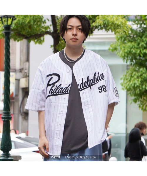 セール ワンフォークロージング 1111clothing ベースボールシャツ ストリート オーバーサイズ シャツ 半袖 メンズ ゲームシャツ 5分袖 ストライプシャツ トップス 半袖シャツ レディース カレッジロゴ 刺 Magaseek