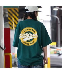 1111clothing(ワンフォークロージング)/tシャツ メンズ 半袖tシャツ レディース オーバーサイズ tシャツ ビッグシルエット トップス 半袖 カットソー 綿100% サークルロゴ スケボー ロゴt /グリーン