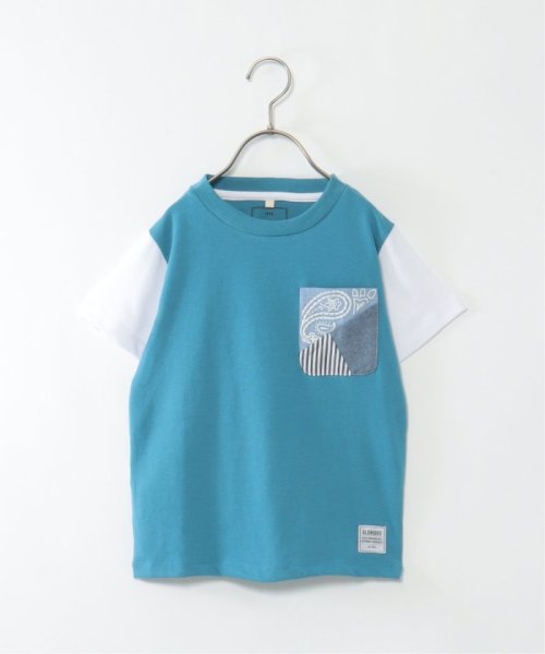 ikka kids(イッカ　キッズ)/【キッズ】切り替え刺繍ポケTシャツ（120〜160cm）/ブルー