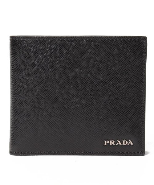 PRADA(プラダ)/PRADA プラダ メンズ レザー 二つ折り財布 コインポケット付/NERO