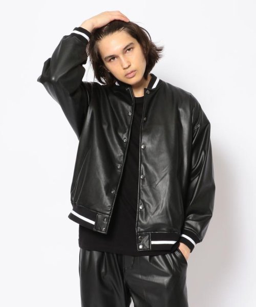 B'2nd(ビーセカンド)/LUSOR（ルーソル）Ecoleather Stadium jumper エコレザースタジャン/ブラック