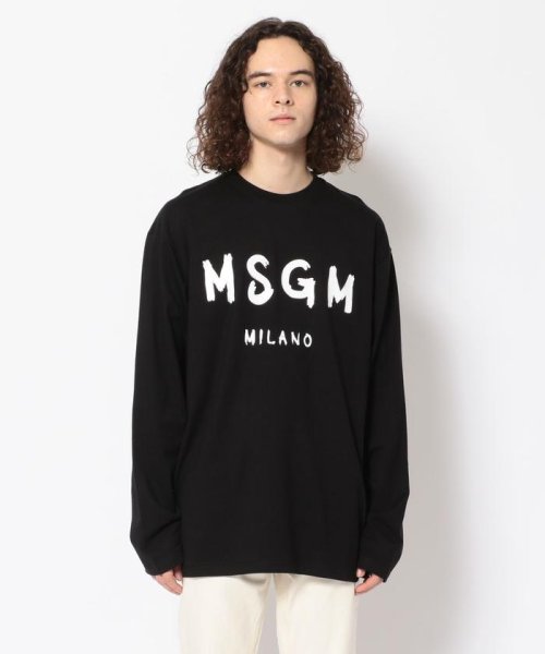 B'2nd(ビーセカンド)/MSGM（エムエスジーエム）ブラッシュロゴ 長袖Tシャツ/ブラック