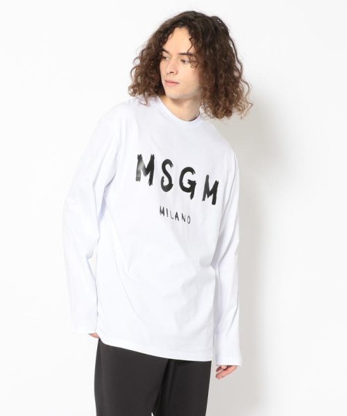 B'2nd(ビーセカンド)/MSGM（エムエスジーエム）ブラッシュロゴ 長袖Tシャツ/ホワイト