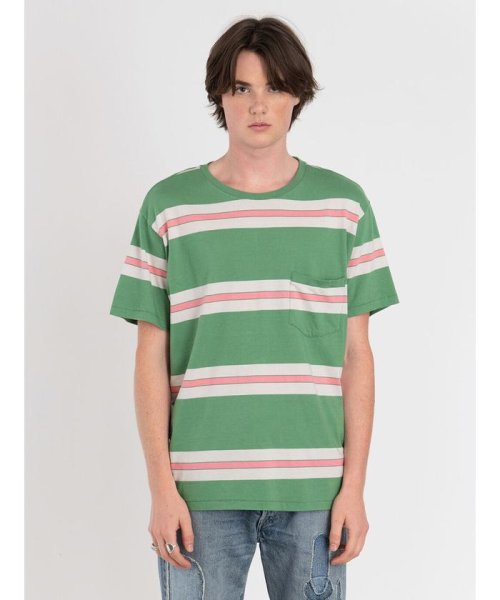 Levi's(リーバイス)/1940'S SPLIT HEM Tシャツ WATERMELON PINK GREEN CREAM/MULTI-COLOR