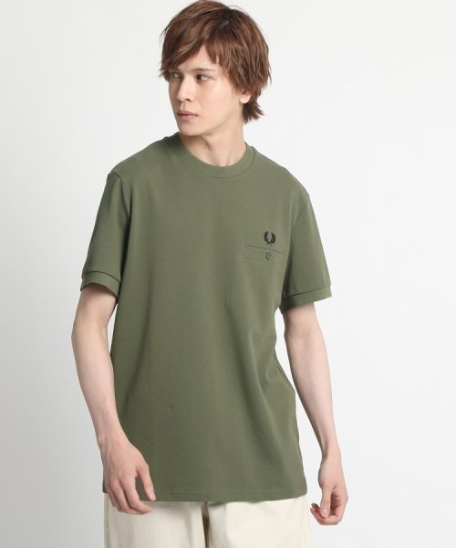 Dessin(デッサン)/FRED PERRY ワンポイントロゴTシャツ/カーキ（027）