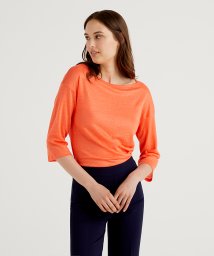 BENETTON (women)(ベネトン（レディース）)/リネンボートネック7分袖Tシャツ・カットソー/オレンジ