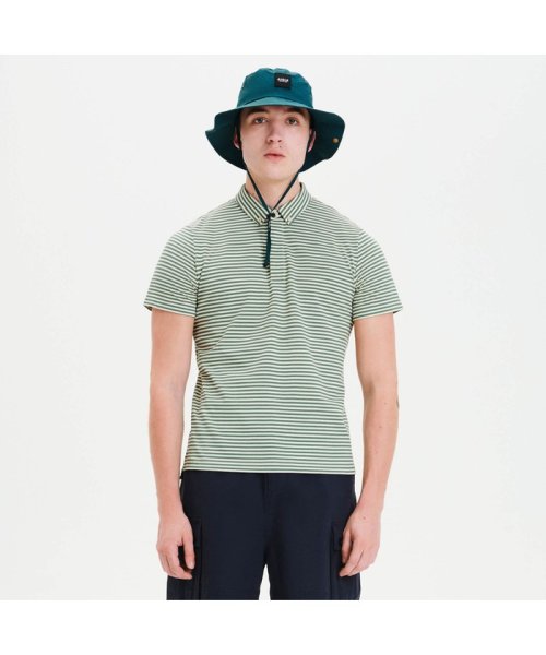 ＡＩＧＬＥ MEN(エーグル　メンズ)/吸水速乾 ストライプ 半袖ポロシャツ/グリーン