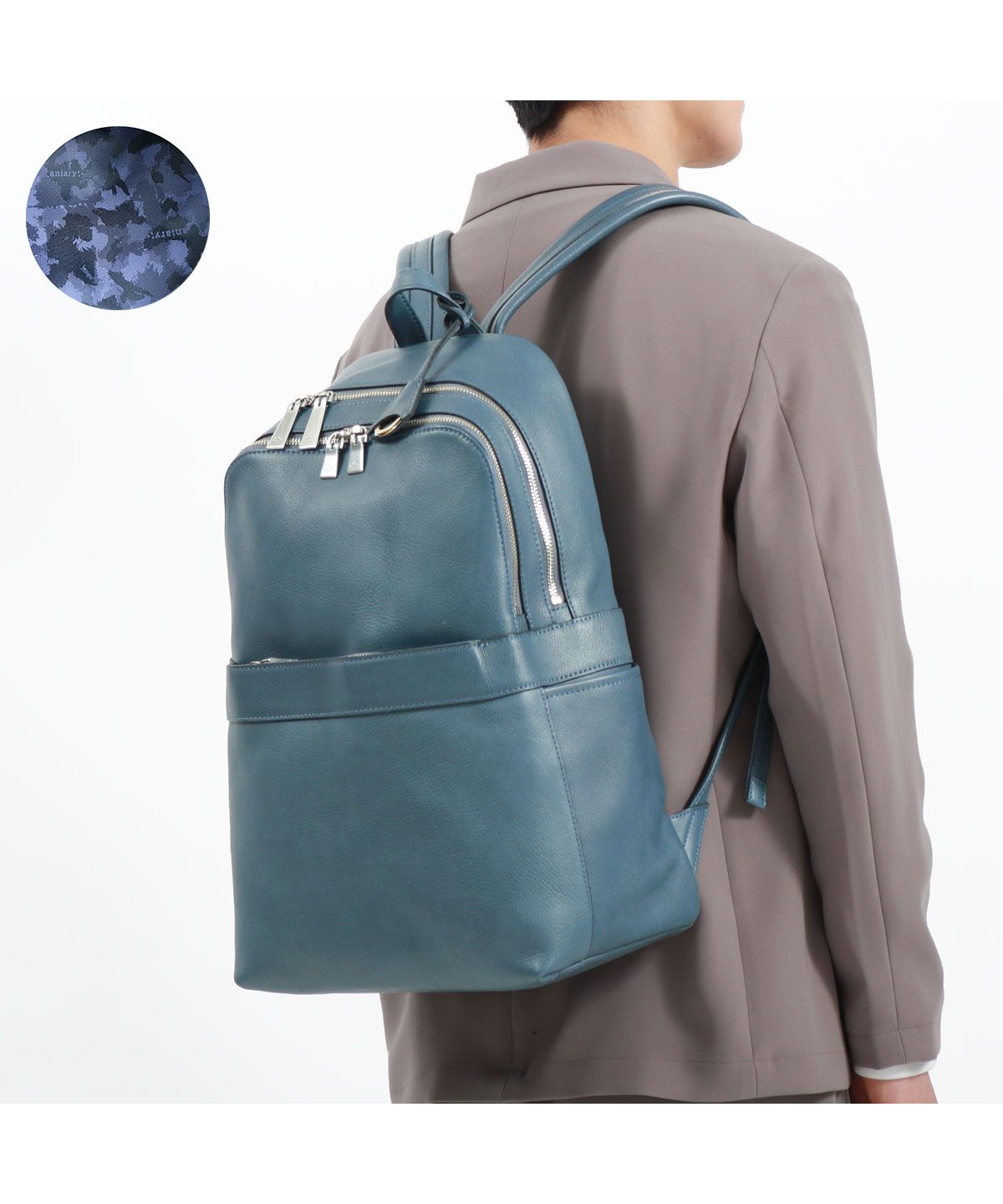 aniary / LEATHER BackPack DARKBLUE