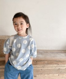 aimoha(aimoha（アイモハ）)/aimoha－KIDS－ 韓国子供服　ドット柄半袖Tシャツ キッズ tシャツ/ライトブルー