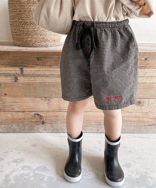 aimoha(aimoha（アイモハ）)/aimoha－KIDS－ 韓国子供服　チェック柄ハーフパンツ/ブラック