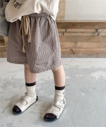 aimoha(aimoha（アイモハ）)/aimoha－KIDS－ 韓国子供服　チェック柄ハーフパンツ/ブラウン