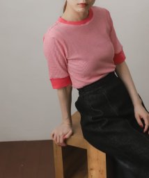 SENSE OF PLACE by URBAN RESEARCH(センスオブプレイス バイ アーバンリサーチ)/リンガーボーダーTシャツ(5分袖)/PINK