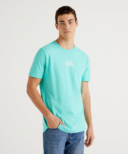 BENETTON (mens)(ベネトン（メンズ）)/フロントプリント半袖Tシャツ・カットソー/ブルー