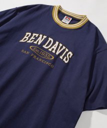 BEN DAVIS(BEN DAVIS)/【BEN DAVIS/ベンデイビス】リブライン カレッジロゴワッペン 半袖Tシャツ/UNIVERSITY TEE/ビッグシルエット/リンガーTシャツ/ネイビー