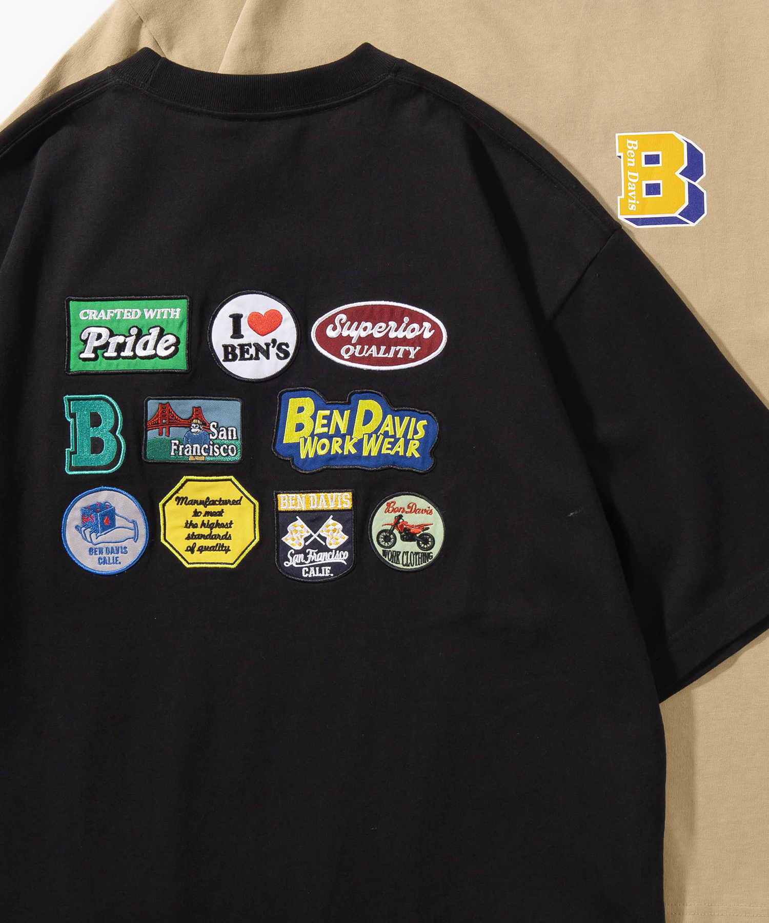 セール Ben Davis ベンデイビス ランダム ワッペンコラージュ バックプリント 半袖tシャツ ビッグシルエット Ben Davis Ben Davis Magaseek