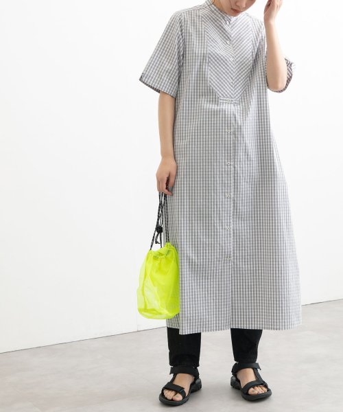 セール スタンドカラーワンポイント刺繍ロングシャツワンピース プードゥドゥ Pou Dou Dou Magaseek