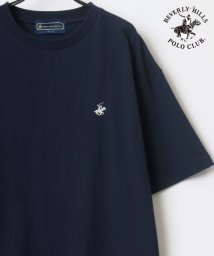 LAZAR(ラザル)/【Lazar】BEVERLY HILLS POLO CLUB/ビバリーヒルズポロクラブ ビッグシルエット ワンポイント ロゴ 刺繍 Tシャツ/ネイビー
