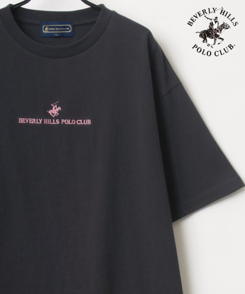 LAZAR(ラザル)/【Lazar】BEVERLY HILLS POLO CLUB/ビバリーヒルズポロクラブ ビッグシルエット ワンポイント ロゴ 刺繍 Tシャツ/柄B