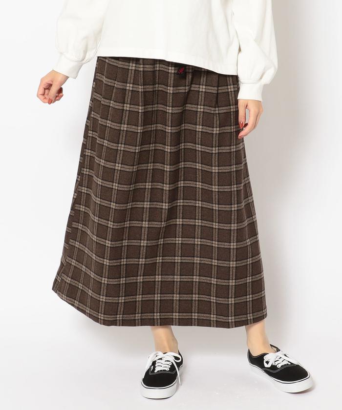 GRAMICCI グラミチ W's WOOL BLEND LONG FLARE SKIRT ウールブレンドロングフレアースカート GLSK-20F038 M グレー イージー ボトムス【GRAMICCI】