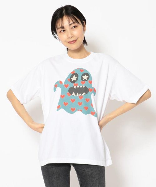 BEAVER(ビーバー)/BOHEMIANS/ボヘミアンズ　HEART DOT BOGEY pt LOOSE S/S Tee　ハートドットボギーTシャツ/ホワイト