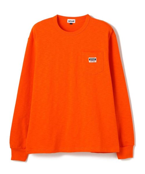 Schott(ショット)/LS WORK LABEL POCKET/ワークラベル ポケット ロンT/オレンジ