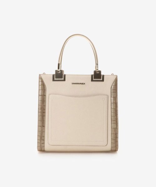 レター型ポーチ付きBOXトート(フェイクレザー×クロコ調) フェイクレザー×クロコ調