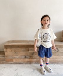 aimoha(aimoha（アイモハ）)/aimoha－KIDS－ 韓国子供服　ワンポイント刺繍ハーフパンツ/ベージュ