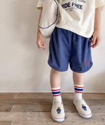 aimoha(aimoha（アイモハ）)/aimoha－KIDS－ 韓国子供服　ワンポイント刺繍ハーフパンツ/ブルー