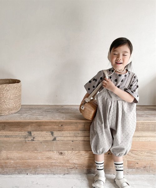 aimoha(aimoha（アイモハ）)/aimoha－KIDS－ 韓国子供服　コットン7分丈サロペット/ベージュ
