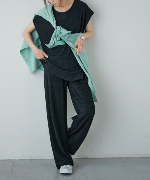 楊柳トップス パンツセットアップ パンツ 楊柳 春夏 上下2点セット 3way セット ノースリーブ ワイドパンツ トップス ワンマイル おうち服 ルームウェア ファッションレター Fashion Letter Magaseek