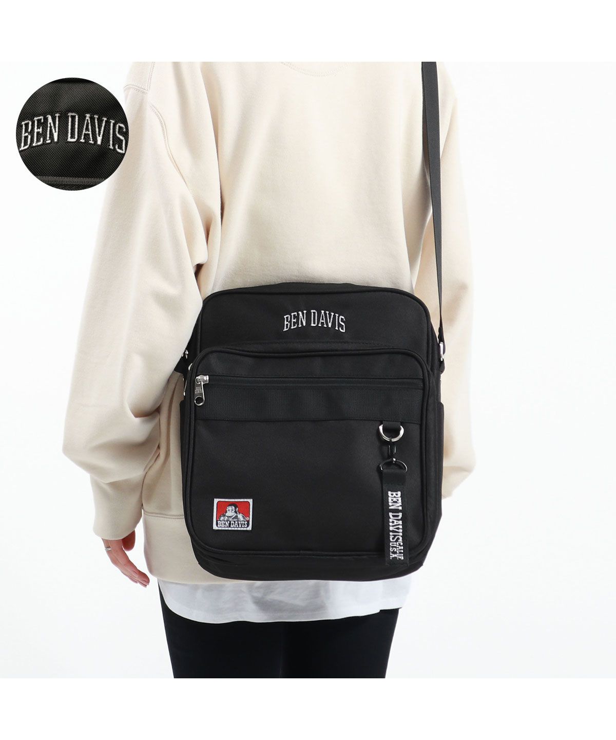 ベンデイビス ショルダーバッグ BEN DAVIS SQUARE SHOULDER BAG A4 斜めがけ 通学 縦型 高校生 中学生  BDW－8233CL