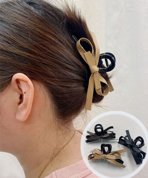 セール ヘアクリップ ピン クリップ 革 リボン ヘア留め ヘアアクセサリー ヘア爪 クランプ かわいい オシャレ 髪飾り 大人 かわいい 上品 セイヘイショップ Seiheishop Magaseek