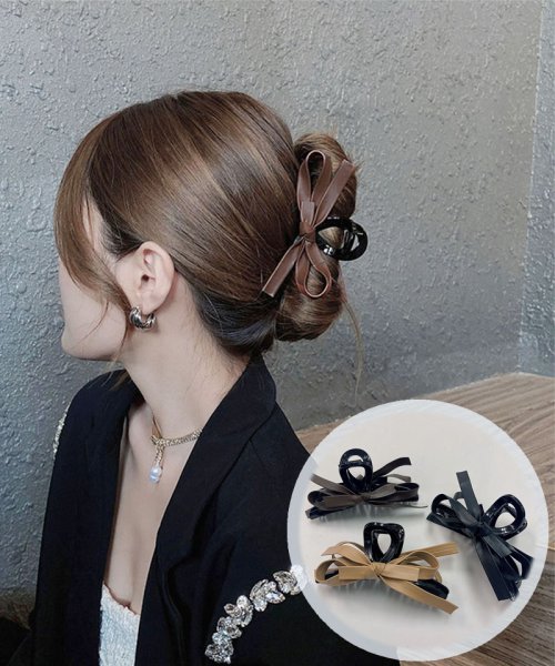 セール ヘアクリップ ピン クリップ 革 リボン ヘア留め ヘアアクセサリー ヘア爪 クランプ かわいい オシャレ 髪飾り 大人 かわいい 上品 セイヘイショップ Seiheishop Magaseek