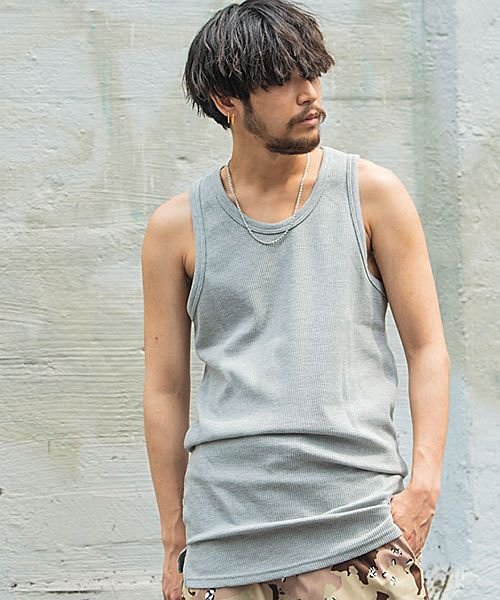 Cavaria ロング丈ワッフルタンクトップ メンズ ロング ロング丈 重ね着 レイヤード スリット 無地 ワッフル サーマル インナー 細身 スリム 厚手 ブ キャバリア Cavaria Magaseek Cavaria ロング丈ワッフルタンクトップ メンズ ロング ロング丈 重ね着 レイヤード スリット 無地 ワッフル サーマル インナー 細身 スリム 厚手 ブ キャバリア Cavaria Magaseek