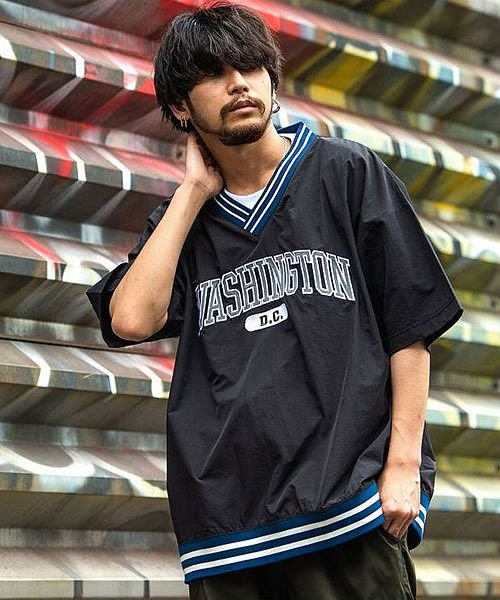 Quash ラインリブ布帛カレッジtシャツ メンズ ブランド 大人 半袖 カレッジ ロゴ ラインリブ トップス オーバーサイズ ユニセックス ホワイト ブラック エスビーセレクト Sb Select Magaseek