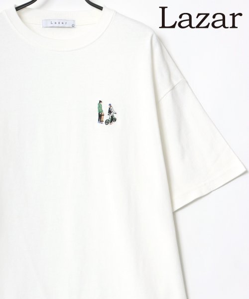 LAZAR(ラザル)/【Lazar】Cute Couple ビッグシルエット ワンポイント 刺繍 Tシャツ メンズ レディース 半袖/柄1