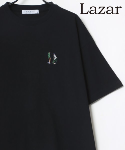 LAZAR(ラザル)/【Lazar】Cute Couple ビッグシルエット ワンポイント 刺繍 Tシャツ メンズ レディース 半袖/柄2