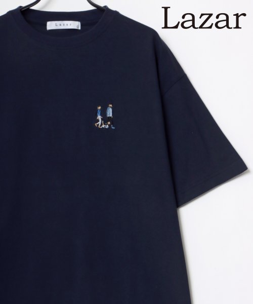 LAZAR(ラザル)/【Lazar】Cute Couple ビッグシルエット ワンポイント 刺繍 Tシャツ メンズ レディース 半袖/柄8