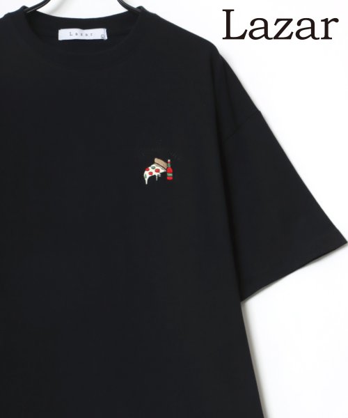 LAZAR(ラザル)/【Lazar】Pizza ＆ Hamburger ビッグシルエット ワンポイント 刺繍 Tシャツ/柄2