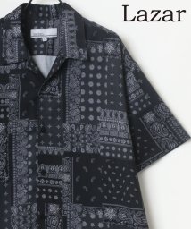 LAZAR(ラザル)/【Lazar】ドレープ トロミ ムジ 総柄 オーバーサイズ オープンカラー S/Sシャツ メンズ シャツ 半袖 開襟シャツ/柄A